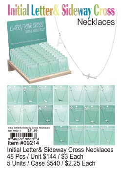 Initial Letter and Sideway Cross Necklaces